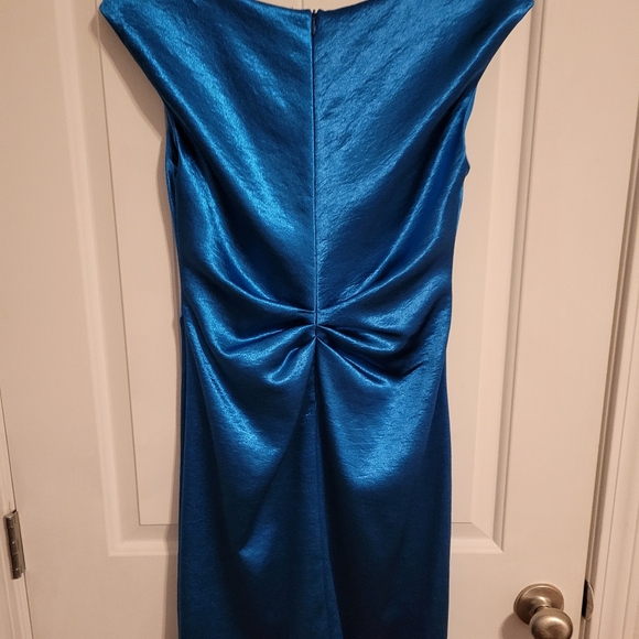 Retro Vintage 80's Satin Finish Bright Cocktail Dress - Picture 2 of 2